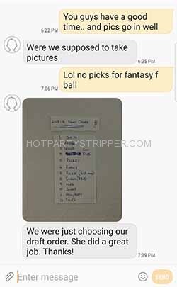 review from client for fantasy football party