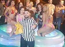 girl wrestling bachelor party LED pool