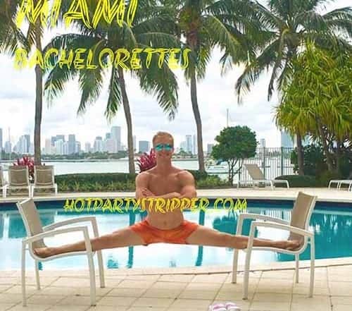 poolside male stripper routine with Jon-Claude Van Damme split | Hot Party Stripper male stripper doing split by the pool for bachelorette party
