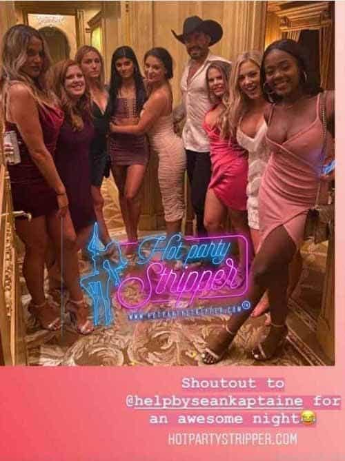a group picture of one male dancer and the cast of the TV Show Big Brother shouts out on Instagram to the owner of Hot Party Stripper 