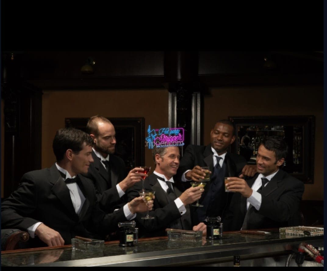 guys drinking a cocktail and discussing budget on bachelor party
