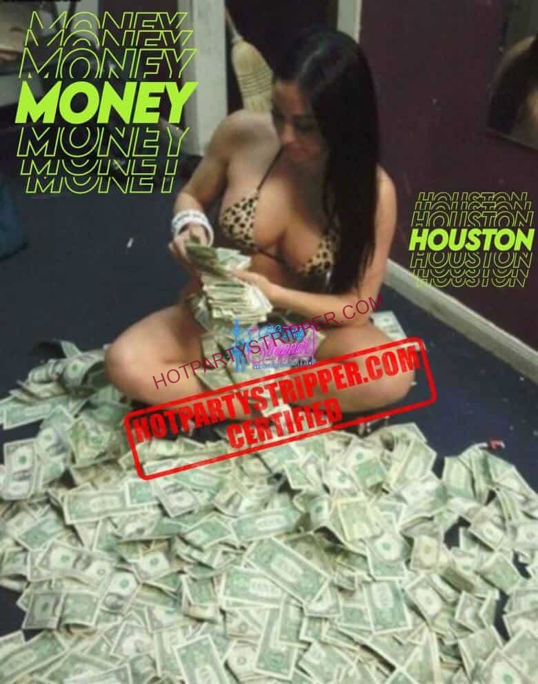 Dancer counting cash earned from Houston area stripper jobs with Hot Party Stripper