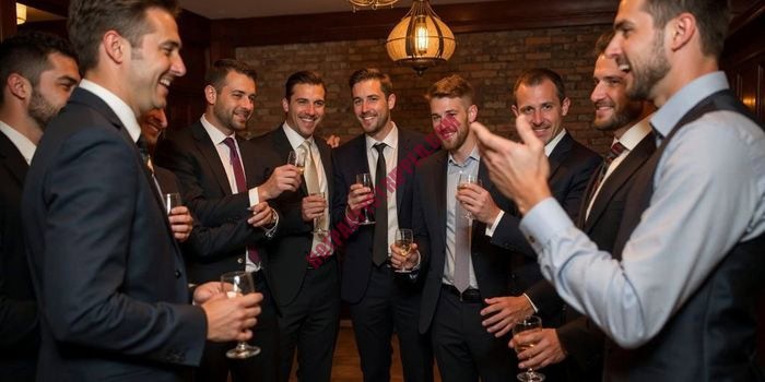 Group of groomsmen playing bachelor party games in Nashville