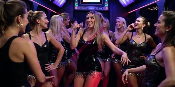 Dancers entertaining guests on a Nashville party bus