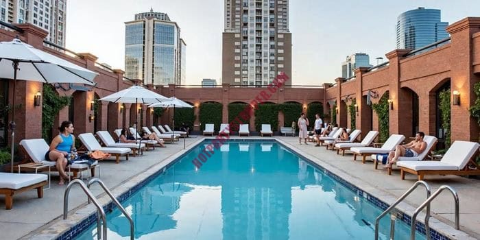 Guests enjoying May pool party with private entertainers and bottle service in Austin TX