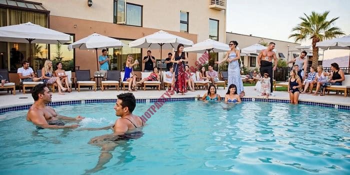 Private entertainers hosting a VIP pool party at a luxury hotel in Reno Nevada