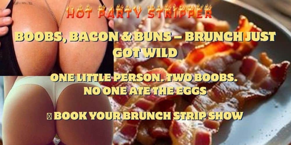 Wild bachelor brunch party with strippers, bacon, and adult entertainment