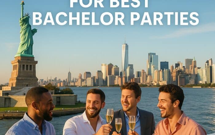 guys having a NYC boat party with exotic dancers