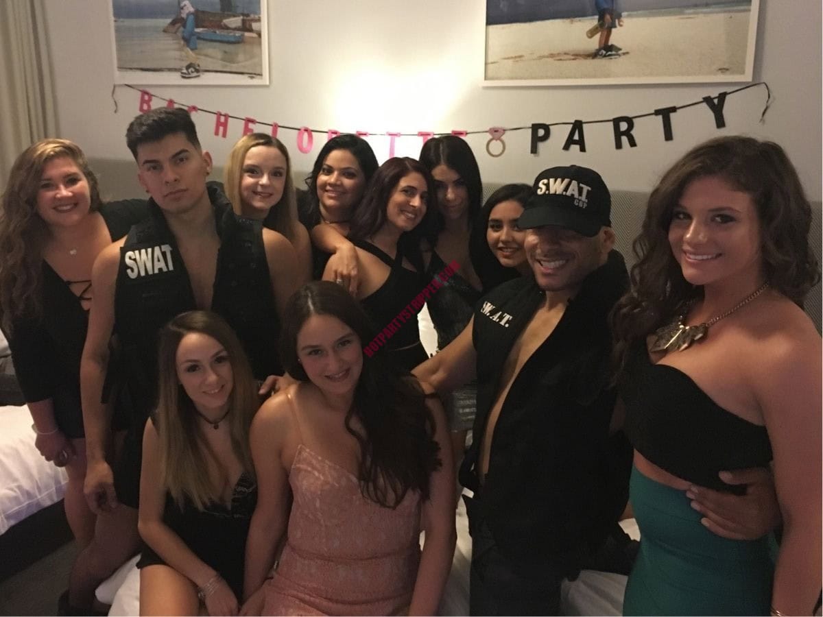 SWAT strippers with bachelorette party guests in Miami hotel