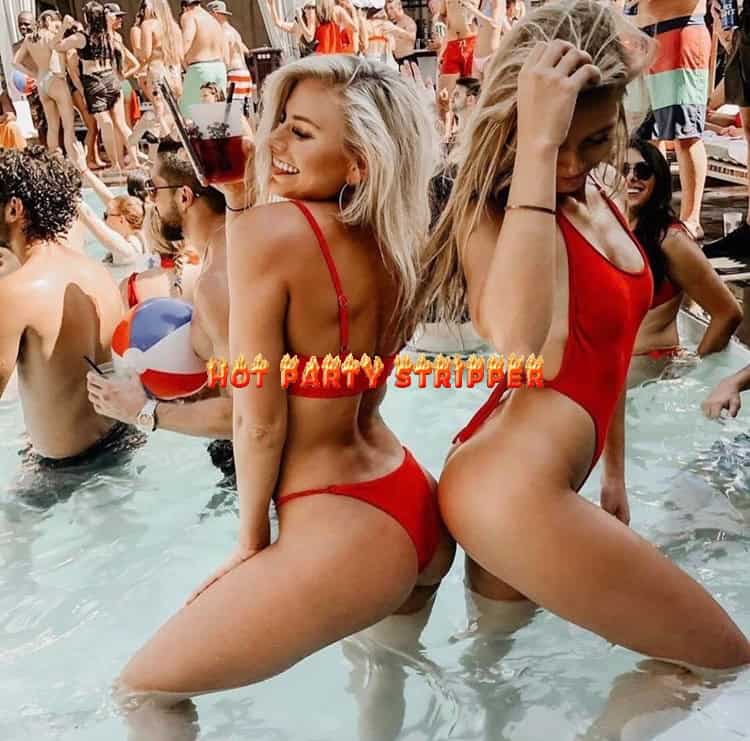 Hollywood FL female strippers at a private pool party