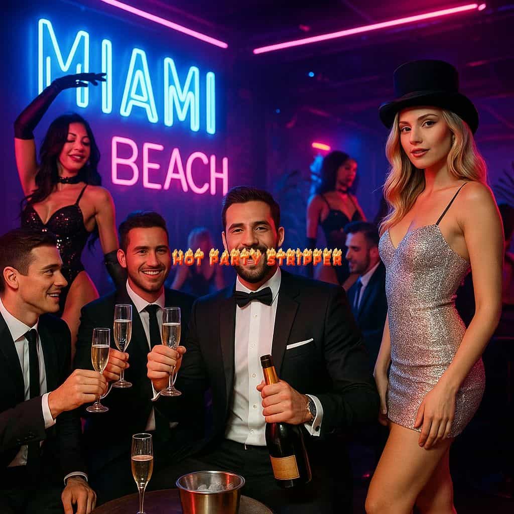 Luxury bachelor party in Miami Beach neon lights Hot Party Stripper