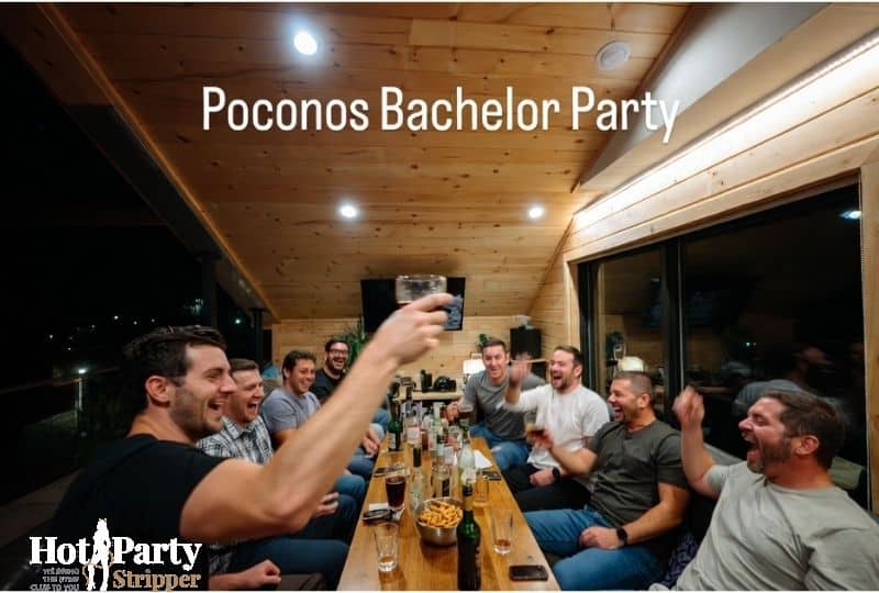 friends enjoying bachelor party weekend at Pocono Mountains cabin
