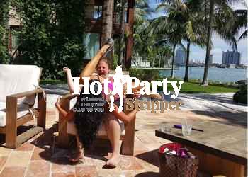 Female exotic dancer at Miami Beach intercoastal waterfront home birthday party