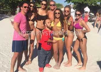 Little person performer at Nikki Beach Miami birthday party for Go VIP owner
