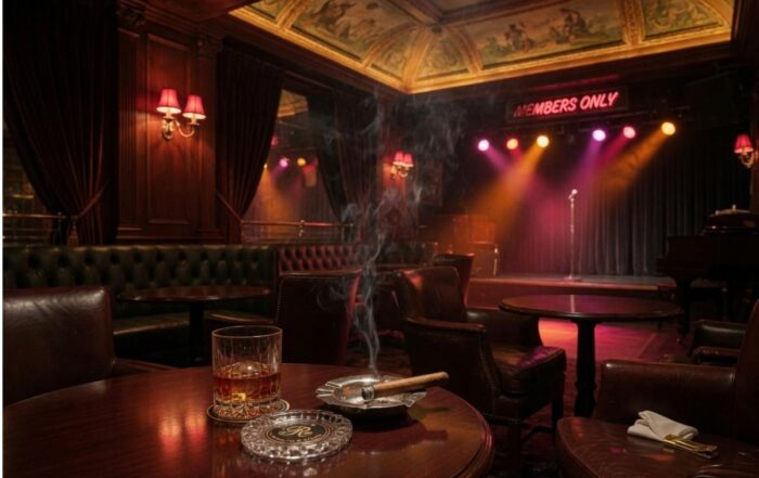 Upscale Manhattan gentlemen's club interior at night — Rick's Cabaret NYC visitor guide by Hot Party Stripper