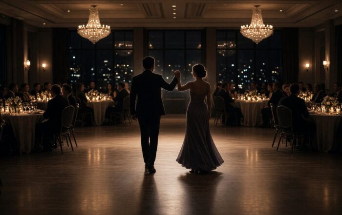 dancers performing on a banquet hall floor
