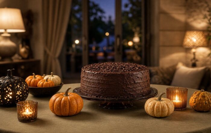 Halloween birthday cake on a table in a Scottsdale home
