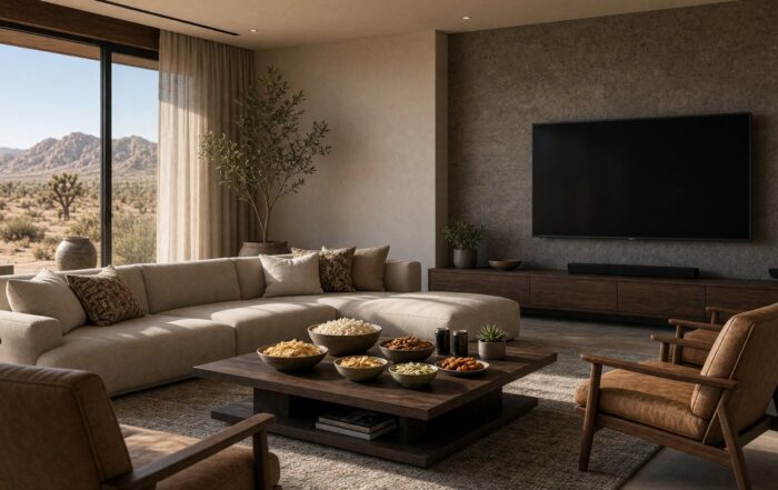 Living room ready for kickoff | Hot Party Stripper Scottsdale living room set for a weekend watch party