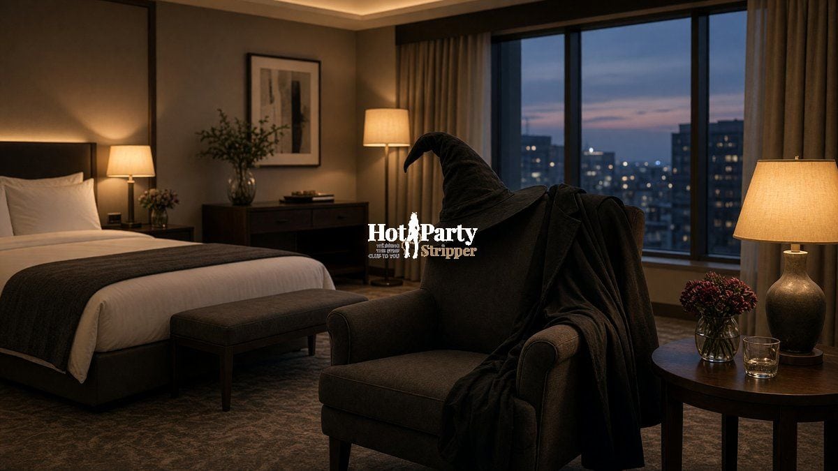 Generic Halloween costume pieces on a chair in a Scottsdale suite