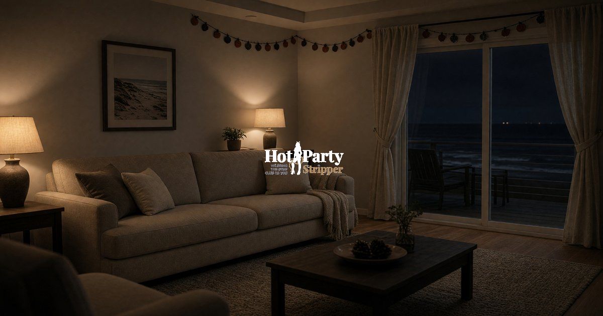 Beach condo living room ready for a Halloween night
