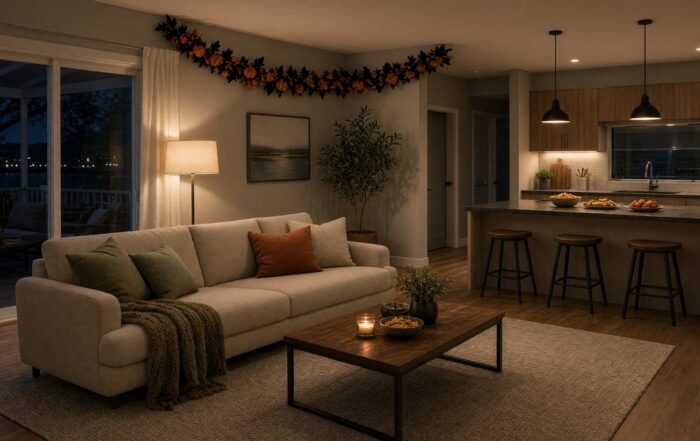 Halloween weekend rental living room | Hot Party Stripper Tampa vacation rental dressed for a Halloween weekend