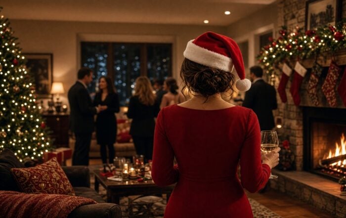 Santa hat at a Tampa Christmas cocktail party