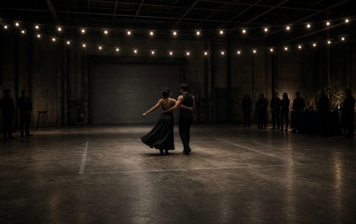 dancers performing on a warehouse event floor