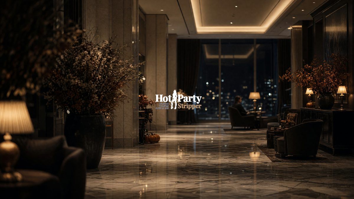 High-rise lobby, a quiet marble arrival hall, waiting at night without readable signs